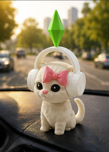 Promix™ Dancing Cat – Hipnotyzująca Ozdoba do Samochodu, Kotek w Słuchawkach który Ożywi Twoją Deskę Rozdzielczą i Poprawi Humor Każdego Dnia