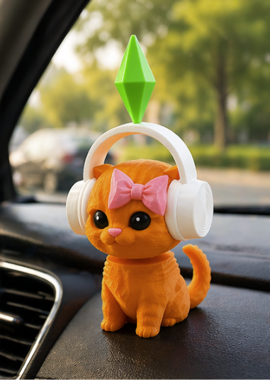 Promix™ Dancing Cat – Hipnotyzująca Ozdoba do Samochodu, Kotek w Słuchawkach który Ożywi Twoją Deskę Rozdzielczą i Poprawi Humor Każdego Dnia