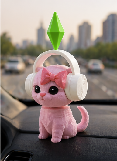 Promix™ Dancing Cat – Hipnotyzująca Ozdoba do Samochodu, Kotek w Słuchawkach który Ożywi Twoją Deskę Rozdzielczą i Poprawi Humor Każdego Dnia